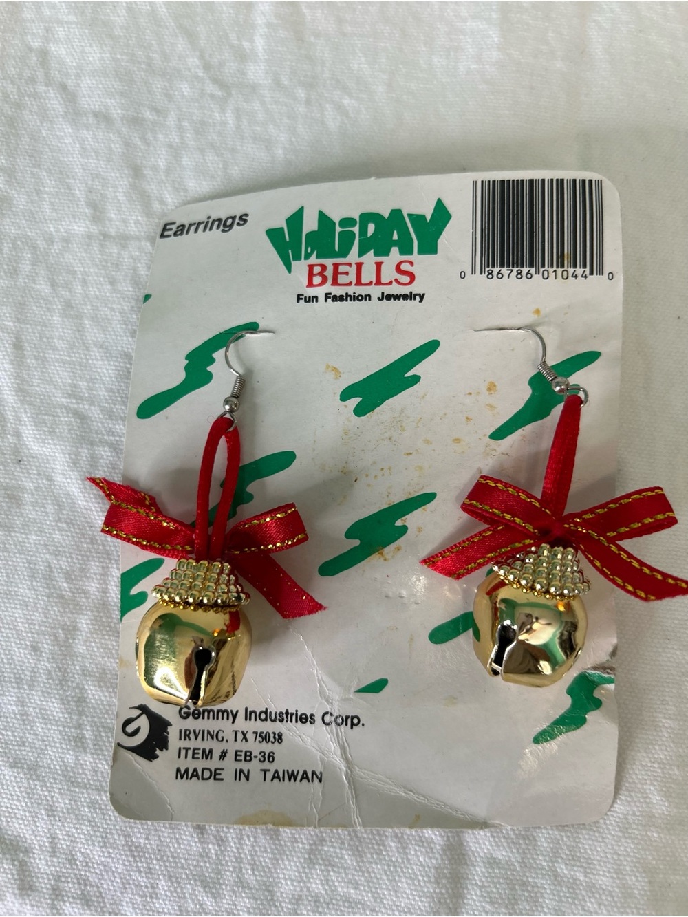 Vintage Gemmy Industries Christmas Jingle Bell Dangle Earrings